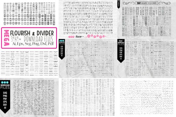 3949+ Mega Flourish & Divider SVG Bundle for Designers