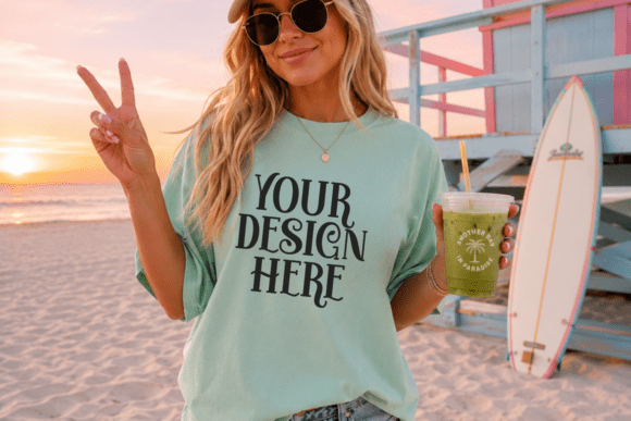 Comfort Colors 1717 Beach T-Shirt Mockup: Design Showcase