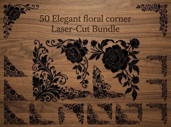 Elegant Floral Corner: A Design Asset for Refined Aesthetics