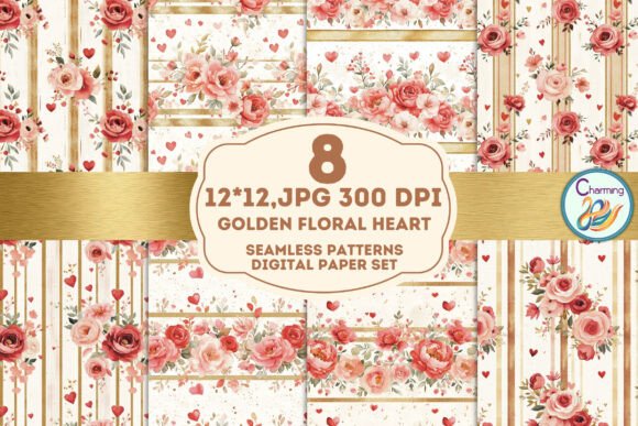 Elevate Projects with Seamless Paper: Golden Floral Heart