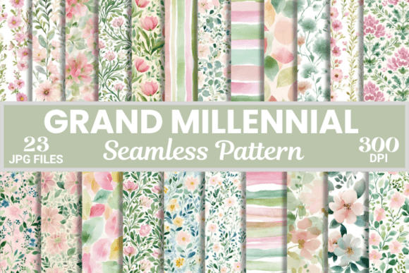 Elevate Your Designs with Preppy Grandmillennial Digital Paper