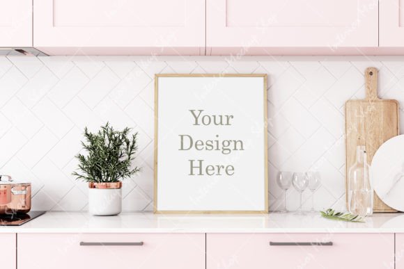 Elevate Your Visuals with Frame Mockup Kitchen Room
