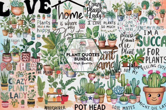 Enhance Designs with Plant Quotes Clipart PNG Graphics