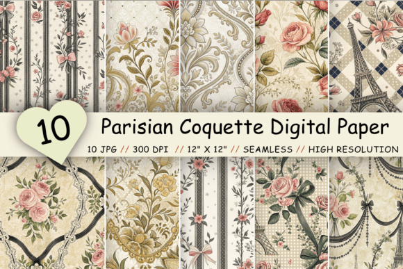 Parisian Coquette Digital Paper Pack: Elevate Your Designs