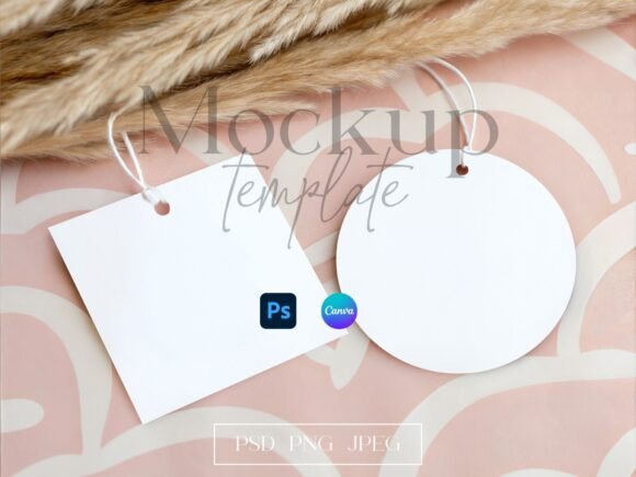 Round & Square Tag Mockup: Boho Style for Creative Design