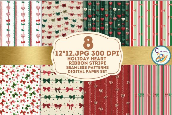 Seamless Paper: Heart Ribbon Stripe for Modern Design
