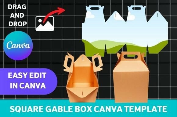 Stylish Square Gable Box Canva Template