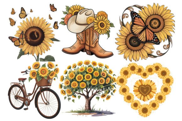 Sunflower PNG Clipart Bundle: Brighten Your Creative Projects