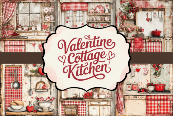 Valentine Cottage Kitchen: A Cozy Design Asset for Creative Projects