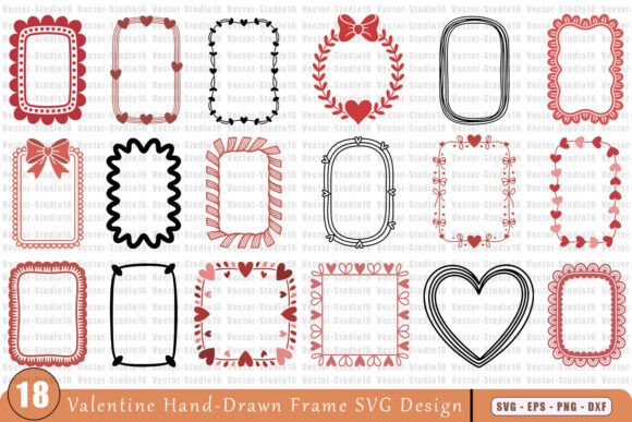 Valentine Frame SVG Bundle: 18 Hand-Drawn Designs for Creative Projects