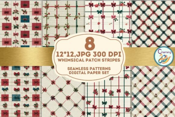 Whimsical Bow Plaid: Versatile Digital Paper Patterns